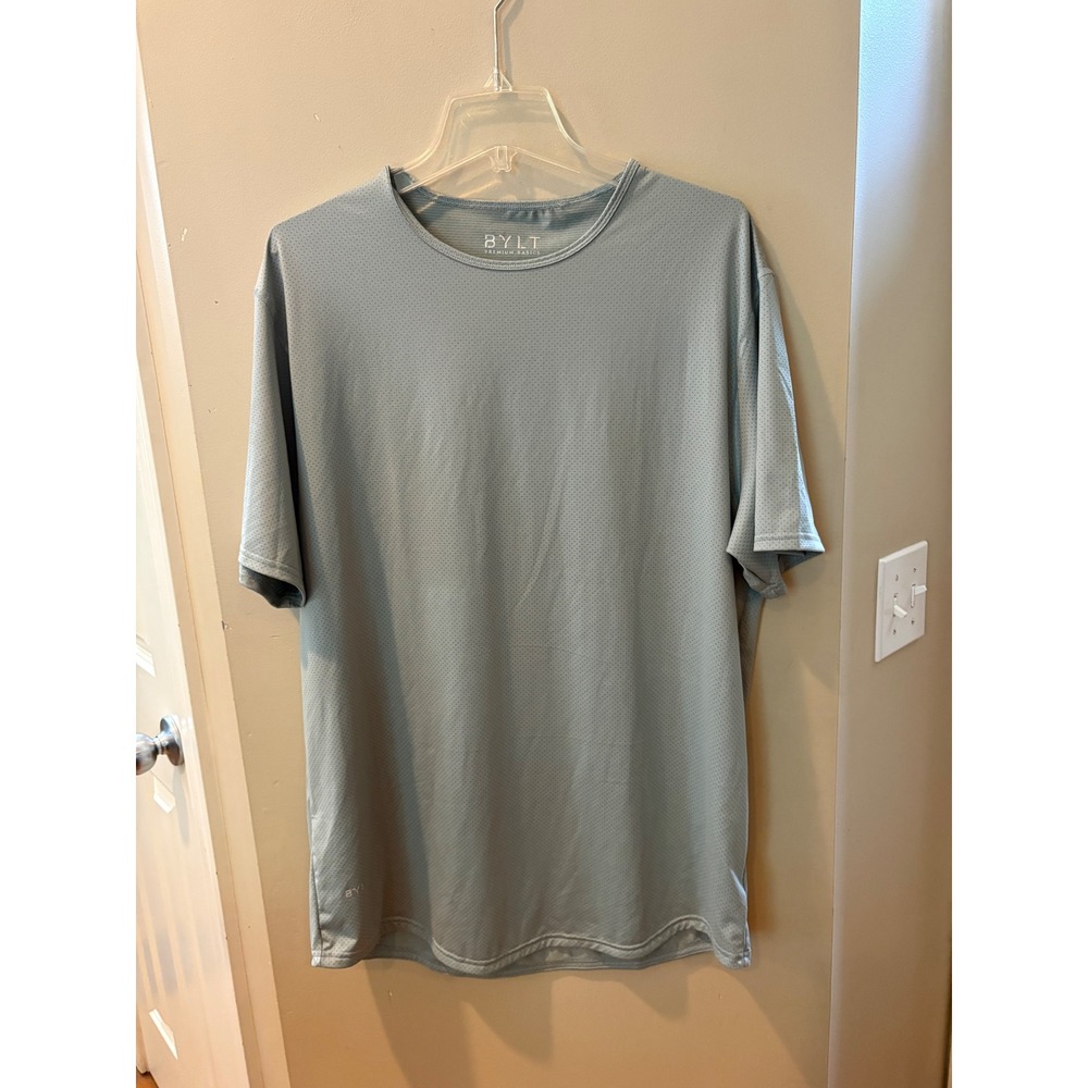 BYLT Premium Basics Mens XL Activewear Mesh Tee Short Sleeve Sage Green Grey